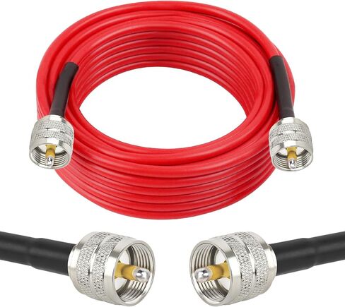 CB Coax Cable - 15FT RG58 PL-259 UHF Male to Male Cable low loss CB Antenna Cable CB Radio Coaxial Cable for CB Radio, Ham Radio, Amateur Radio, Antenna Analyzer, SWR Meter (Red) in Saudi Arabia