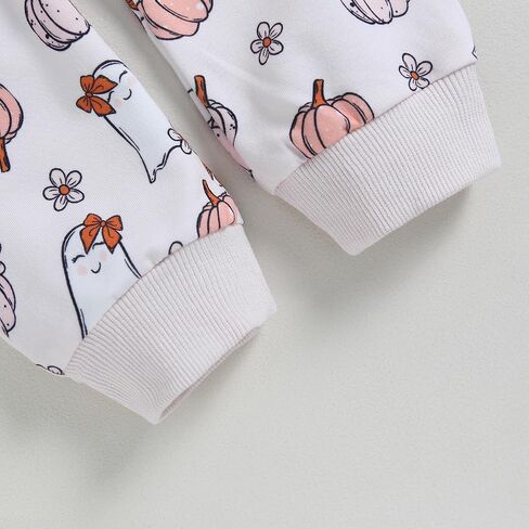 Dcohmch Baby Girl Halloween Outfit Long Sleeve Pumpkin Floral Sweatshirt Pants Set Newborn Infant Baby Fall Clothes in Kuwait
