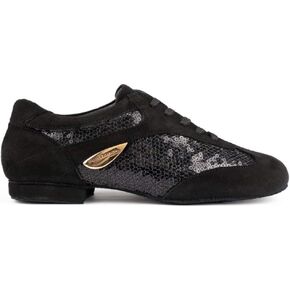 Ladies Dance Shoes PD01 - Black Patent/Suede - 0.5" Micro-Heel - Suede Sole - Made in Portugal