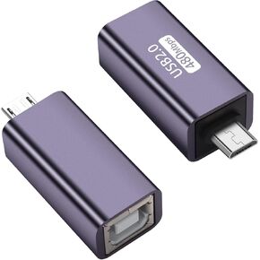 GELRHONR USB to USB B Adapter,USB 2.0 A Male to USB B Printer Female Conncet Extender, MIDI Type A to B Converter for Laptop/Computer/Hard Drive/Printer/Scanner Extender Connection -2 Packs-2 Packs