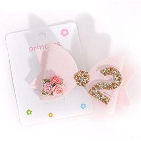 Birthday Girl bow for Baby Girls - 1st Birthday Pink Bow Headdress,Gold Glitter Birthday Bow Headband Flowers,Photo Props