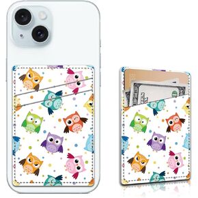 Card Holder for Phone Case, Phone Card Holder Leather, Dual Pocket Phone Wallet Stick On for iPhone, Android Cell Phone - BOHO Cactus