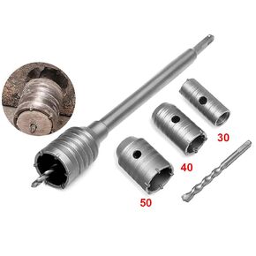 Meichoon Hole Saw Set 50mm 40mm 30mm Electric Hollow Core Drill Bit Shank 350mm Concrete Cement Stone Wall Drilling Cutter for Air Conditioner Masonry Tile