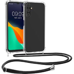 kwmobile Crossbody Case Compatible with Samsung Galaxy A14 5G Case - Clear TPU Phone Cover w/Lanyard Cord Strap - Transparent