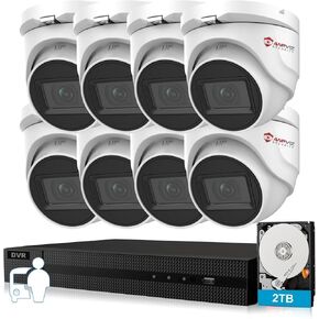 نظام كاميرا أمان Anpviz 8CH CCTV في الهواء الطلق، 8 قطع كاميرات مراقبة تناظرية على شكل قبة 5 ميجابكسل مع اكتشاف الإنسان/المركبة، H.265+ 8 قنوات مراقبة DVR مع محرك أقراص ثابتة 2 تيرابايت، رؤية ليلية 100 قدم in Kuwait