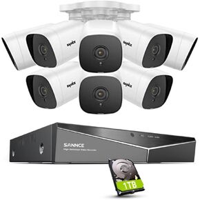 SANNCE 1080P Wired Security Camera System, CCTV 8 Channel 5-in-1 DVR with 1TB Hard Drive and 8Pcs Outdoor Day/Night Surveillance Cameras, Easy Remote Access, Motion Detection, 100ft Night Vision