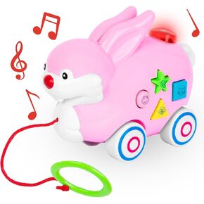 ArtCreativity Musical Walking Duck Pull Toy - Yellow Duck Toy for Kids - Toddler Pull Toy Duck with Lights, Animal Sounds, and Music - Helps Teach Colors, Sounds, and Shapes - Gift for Kids 3 and Up