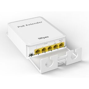 Outdoor Gigabit PoE Extender, 5 Port PoE Repeater, 90W in 60W Out PoE Switch, Waterproof, Vlan, IEEE802.3af/at/bt Extend Additional 100m(328ft), 10/100/1000Mbps, Wall Mount Plug and Play