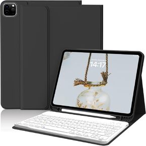 kenke Keyboard Case for iPad Pro 11 Inch 4th/3rd /2nd Generation (2022/2021/2020), Detachable Wireless Bluetooth Keyboard, Stand Folio Cover with Pencil Holder, Auto Sleep/Wake, Dark Green