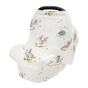 xigua Dragon Breathable Car Seat Covers for Babies Newborns, Multi-Purpose Baby Car Seat Covers & Breastfeeding Scarf, Newborn Essentials Baby Shower Gifts