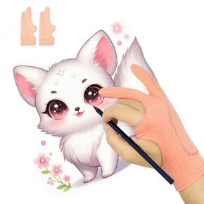 Breathable Drawing Glove Enhanced Comfort for Sweaty Palms, 3-Layer Palm Rejection Digital Art Glove for Graphic Tablet, Artist Gloves with Two Fingers for iPad (Small)
