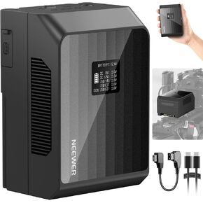Neewer Mini V Mount Battery PS099EP 100W PD Fast Charging 6800mAh 99Wh 14.5V, Dual USB C/D Tap/BP/USB A/Dual DC Ports/OLED Screen, Camera Camcorder V Lock Battery Compatible with SmallRig BMPCC 4k 6k