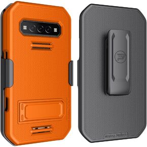 Case and Holster Combo compatible with Kyocera DuraForce PRO 3 (E7200), Protective Case and Belt Clip Holster Combo with Kickstand (Black)