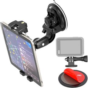 Car Tablet Mount Holder for 4-13" iPad Gopro, Truck Windshield Dashboard Heavy Duty Suction Cup Holder with 1/4'' Screw for iPad Pro 12.9 9.7, Galaxy Fold 5 4 3, More Tablet Phone Camera
