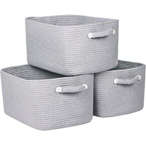 Zilink Storage Basket for Shelves Woven Baskets for Storage Decorative Rope Basket Towel Storage for Bathroom - Pack of 3