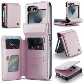 Kowauri for Samsung Galaxy Z Flip 6 Case with Card Holder, Galaxy Z Flip 6 PU Leather Wallet Case with RFID Blocking Card Slot Magnetic Closure Shockproof Protective Phone Cover for Women Men (Black)