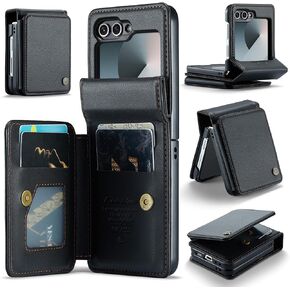Kowauri for Samsung Galaxy Z Flip 7 FE/Galaxy Z Flip 6 Case with Card Holder, Wallet Case with RFID Blocking Card Slot Magnetic Closure Shockproof Protective Phone Cover for Women Men - Black in Kuwait