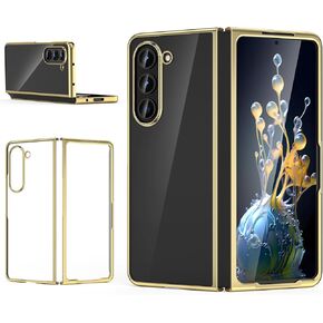 MATEPROX Clear Cases for Samsung Galaxy Z Fold 6 Case, Slim Thin Lightweight Protective Transparent Phone Cover with Electroplated Frame for for Samsung Galaxy Z Fold6 5G-Gold