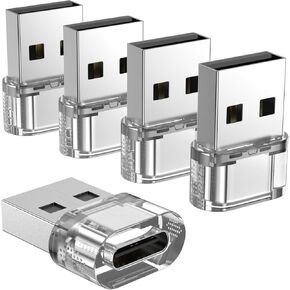 10 Pack USB to USB C Clear Adapter,USB C Female to A Male Charger Converter Compatible with Apple Watch,iPhone 15 14 13 12 Pro Max Plus,Note,iPad 9 10 Air 5 Mini 6,Galaxy Pixel and etc.