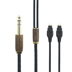 NewFantasia 6.35mm audio cable replacement upgrade cable Compatible with Sennheiser HD600, HD650, HD580, HD660S, HD58X, HD660S2, HD6XX Headphone 6N OCC Copper Silver Plated Cord Walnut Wood Shell
