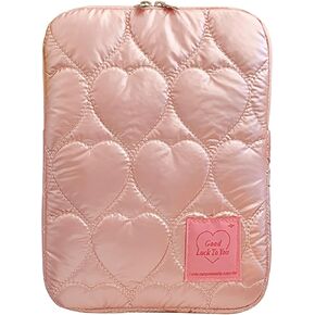 9-11 Inch Tablet Sleeve Case for iPad Pro 11 Air 4 10.2 Tab Protective Bag Cute Heart Quilted Puffy Laptop Pouch Carrying Case