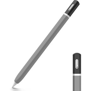 Apple Pencil 2nd Generation case, Silicone Apple Pencil 2 Sleeve Classic Pencil Design Cover Perfect Grip Skin Compatible with Apple Pencil 2nd Generation（Grey）