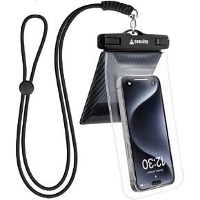 Universal Waterproof Phone Pouch [Double Space] IPX8 Luminous Cellphone Case Dry Bag with Lanyard for iPhone 15 14 13 12 11 Pro Max XS XR X 8 7 6 Plus Galaxy S23 Ultra Up to 8'', Black/Green