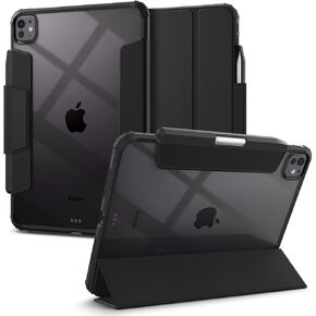 Spigen Ultra Hybrid Pro Designed for iPad Pro 11 inch Case (2024) M4 with Clear Transparent Back and Pencil Holder - Black