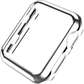 Compatible with Apple Watch Case 44mm 40mm, Super Thin PC Plated Bumper Protector Shiny Cover Lightweight Slim Shell Shockproof Frame Accessories Compatible iWatch Series 6 5 4 SE(Silver, 40mm)