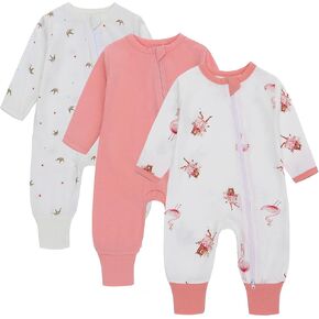 Baby Sleep Sack 0-3 Months Long Sleeve Wearable Blanket Baby with Legs 2-Way Zipper 0.5 Tog Newborn Sleeping Sack