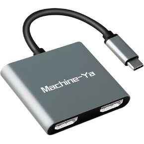 USB C to Dual HDMI Adapter 4K@60hz, Machine-Ya Type C to HDMI Splitter for 2 Monitors, Type C (Thunderbolt 3/4) HDMI Hub Extend Display Docking Station for Chromebook, MacBook, Laptop, HP, Dell...