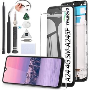 YWLRONG Display for Samsung Galaxy A24 4G Screen Replacement LCD Touch Screen Digitizer Assembly for Samsung A24 4G SM-A245F SM-A245M SM-A245N with Tools（with Frame）