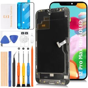 Hard OLED 12 Pro Max LCD Screen Replacement for iPhone 12 Pro Max 6.7 inch [Hard OLED,NOT LCD] LCD Display Touch Digitizer Screen Assembly A2411 A2342 A2410 A2412 with Repair Tools
