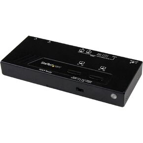 StarTech.com 2x2 HDMI Matrix Switch with Remote - 1080p Automatic & Priority Switcher - Video Wall Auto Selector Splitter Box - Audio Out (VS222HDQ),Black