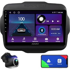 Android 12 Car Stereo Upgrade Radio for Jeep Renegade 2015-2020 Wireless CarPlay DSP Auto Stereo GPS Navigation 5G WiFi Bluetooth Replacement Installation Kit Touch Screen Head Unit (2GB+32GB)