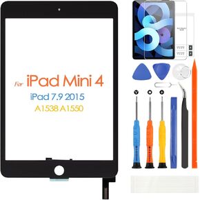 Screen Replacement for iPad Mini 4 2015 Touch Screen, Sensor Digitizer for iPad Mini4 A1538 A1550 Touchscreen Replacement Front Glass Panel Without Home Button(Not LCD Display)