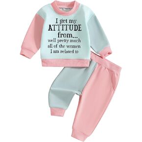 WZTYYDS Toddler Baby Girl Clothes 1T 2T 3T 4T 5T Fall Winter Outfits Contrast Color Long Sleeve Sweatshirt + Pants Sets