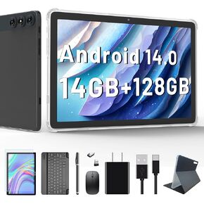 2024 Newest Android 14 Tablet, 10 inch Tablet with 128GB Storage 1TB Expandable 14GB RAM, Dual 4G Cellular Tablet with keyboard Support 5Ghz WiFi/Bluetooth 5.0/GPS, Octa-Core Processor, FHD IPS Screen