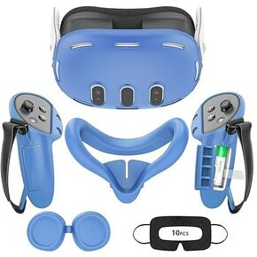 ملحقات Relohas لجهاز Oculus Quest 2، غطاء جلدي بمقبض تحكم باللمس، غطاء واقي للوجه الأمامي، غطاء وجه من السيليكون، صندوق غطاء واقي للعدسة - مضاد للانزلاق والخدش