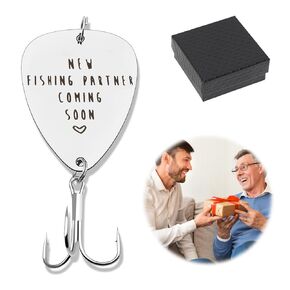 Pregnancy Announcement Gifts, Surprise Baby Announcement Gifts of Fishing Hook with Box, Special Memorial of Pregnancy Reveal Ideas for Grandparents Parents Husband Fishing Enthusiasts