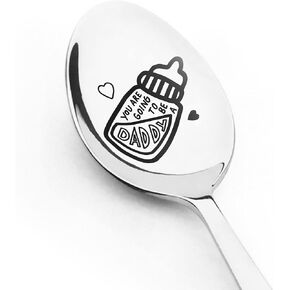 Pregnancy Announcement Spoon for Husband with a Cute Baby Bottle illustration - You Are Going to Be a Daddy - New Dad Gifts - Engraved Stainless Steel Spoon - Father’s Day Gift Idea
