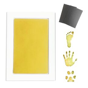 Inkless Large Clean Touch Ink Pad Kit for Baby Footprint, Handprint & Pet Paw Print - No Ink Mess, Baby Safe, One Time Use, Includes 2 Cardstocks (Clean-Touch - Gold)