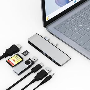 Surface Laptop 5/Laptop 4/Laptop 3 Hub Docking Station with 4K@30HZ HDMI +2*USB 3.0 +USB C +SD/TF Card Slot +3.5mm Audio, HDMI Adapter for Surface Laptop Go/Go2/Go3/Surface Laptop 3/4/5
