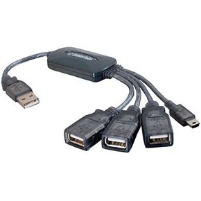 C2G 4 Port USB Hub, Plug and Play USB Hub, 2.0 Aluminium USB Hub for Desktop or USB Hub for Laptop, Silver, C2G 29508