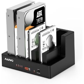 4 Bay Hard Drive Docking Station, MAIWO Hard Drive Duplicator with LED Display,80TB Expansion, Tool-free Design