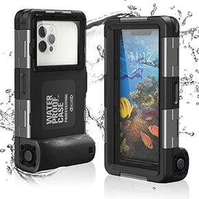 Universal Waterproof Phone Case for Snorkeling, IP68 Professional Diving Underwater Phone Case with Lanyard for iPhone Galaxy Huawei Moto All Series (Blue, Universal Waterproof Phone Case)