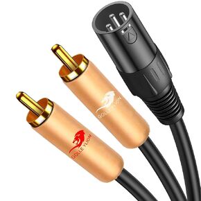 6.6FT XLR to 2 RCA Y Splitter Cable Male to Male, Dual RCA Male to XLR Male Stereo Audio Interconnect Cable Adapter for Microphone Speaker Condenser Mic Mixer AMP