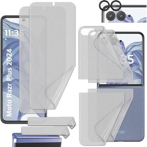 [2SET 9PCS] [Matte TPU film 8 pcs][1 3D carving Lens protector] Motorola Moto Razr Plus 2024 Premium Screen Protector with Hinge Protector Easy to Install [Perfect Fit for Folding screen]