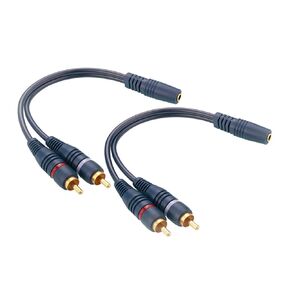 3.5mm Female to 2 RCA Male Stereo Audio Y Cable，2 Pack 9 inches Gold Plated Plug RCA Splitter RCA to AUX Adapter Cables Connection to TV, Computer, Speakers, Headphones