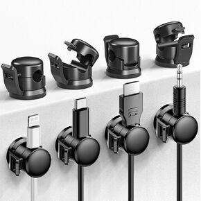 Cable Clips, 8 Pack Cord Organizer [Cable Smooth Adjustable] Adhesive Cable Management Wire Organizers for Cords, Phone USB Charger Cable Holder for Home Office Car Wall Desktop Nightstand